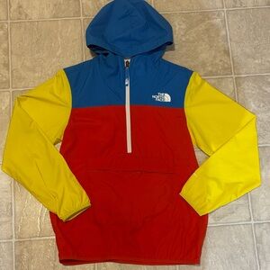 The North Face Blue, Red, and Yellow Pullover Wind Breaker